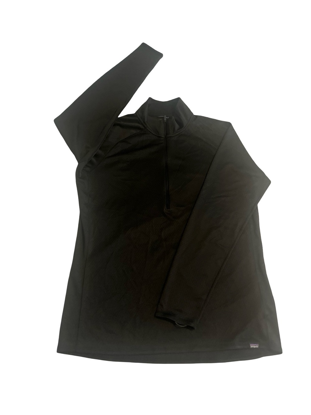 Patagonia Capilene Midweight 1/4 Zip  Sz L Black LS Base Layer Running Travel